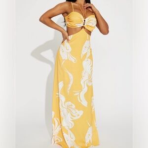 Fashion Nova Sunshine Maxi Dress - Mustard/combo